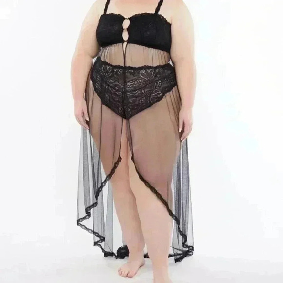 Savage X Fenty Romantic Corded Lace & Tulle Maxi Slip - Picture 1 of 4